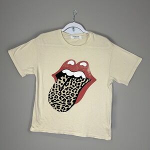 Daydreamer Rolling Stones Shirt XS Baby Tee Leopard Tongue Band Rock Edgy TShirt